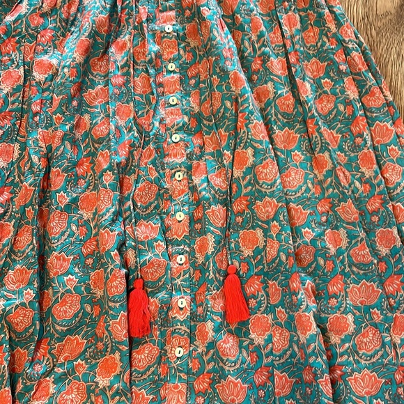 Turquoise Vines Amelia Sleeveless Shirt Dress with Cinch Waist Size Mediumm - Picture 8 of 13